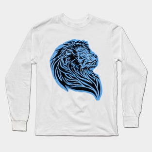 Abstract blue lion head Long Sleeve T-Shirt